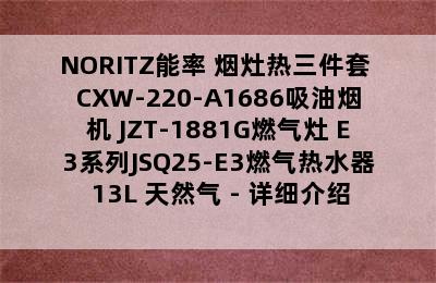 NORITZ能率 烟灶热三件套 CXW-220-A1686吸油烟机+JZT-1881G燃气灶+E3系列JSQ25-E3燃气热水器 13L 天然气 - 详细介绍